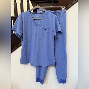 Koi Next Gen True Ceil Blue Scrub Set - Large Top & XL Joggers